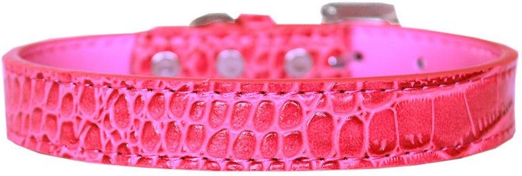 Tulsa Plain Croc Dog Collar Bright Pink Size 12